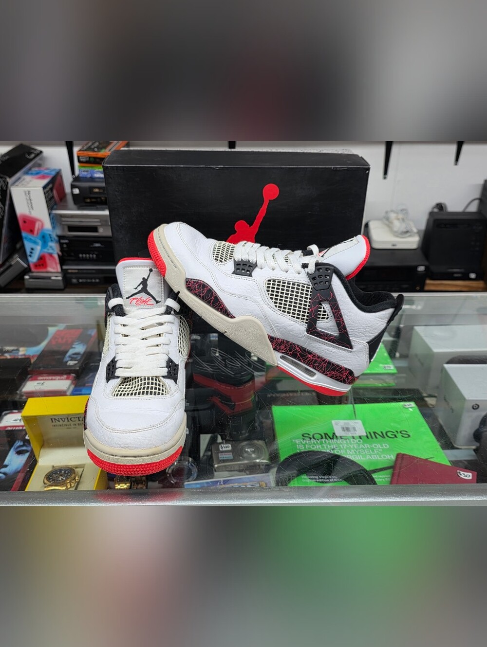 Nike Air Jordan 4 Retro Pale Citron Crimson Flight Nostalgia 308497-116 Size10.5
